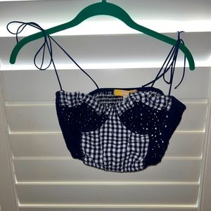 Urban Outfitters Navy Gingham Crop Top
